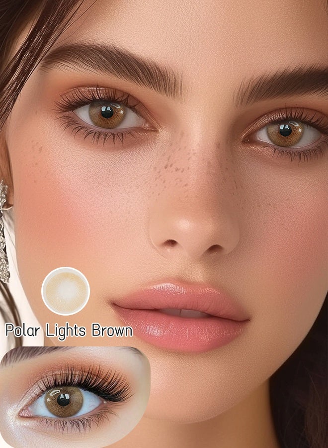 Mystic Eyes Cosmetic Colored Contact Lens Polar Lights Brown 14.20mm 6-Month Disposable for Daily Wear - Image 1