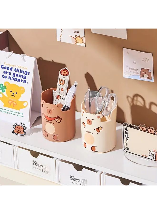 White Cute Animal Pen Holder Organizer For Office School Home Storage - Image 1
