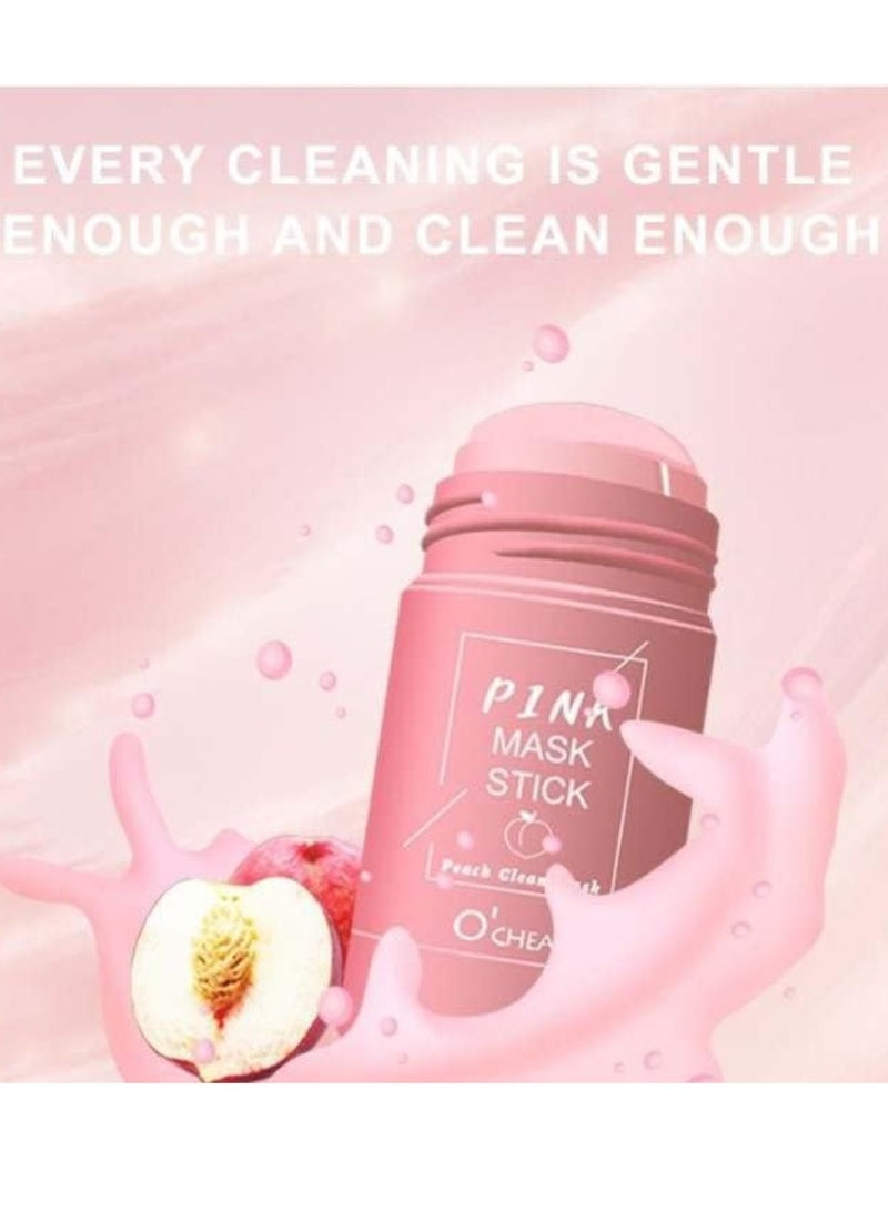 OCHEAL عصا قناع وردية لإزالة الرؤوس السوداء وحب الشباب قناع طين الخوخ لتنظيف الوجه وتقليل المسام ومكافحة الشيخوخة وتقليل التجاعيد للعناية بالبشرة مع قناع الخوخ 40 جرام - Image 4