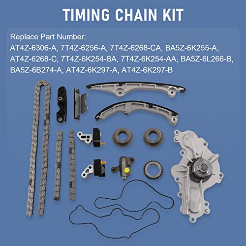 DICMIC Timing Chain Kit + Water Pump Compatible with 2007-2010 Ford Mercury 3.5L Lincoln Mazda 3.7L DOHC Replace# AT4Z-6306-A - Image 5