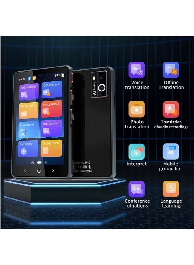 Generic P40 Language Translator Device, Supports 134 Languages, 4" HD Screen, Multifunctional Translator No WiFi Needed, Suitable for Business/Travel/Learning.(Black)  - Image 2