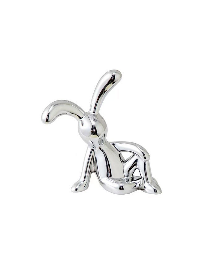 Saivision Modern Silver Electroplated Rabbit Figurines 2PCS Cute Bunny Statues Decorative Car Dashboard and Home Shelf Decor Creative Gift for Ramadan Eid Daily Use - Image 5