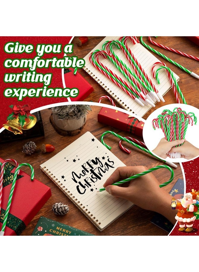 FFNIU 50pcs Christmas Candy Cane Pen, Snowman Umbrella Cane Ballpoint Pen Christmas Pens with Black Ink for Xmas Holiday Stationery Supplies Party Present, Green, Red - Image 3