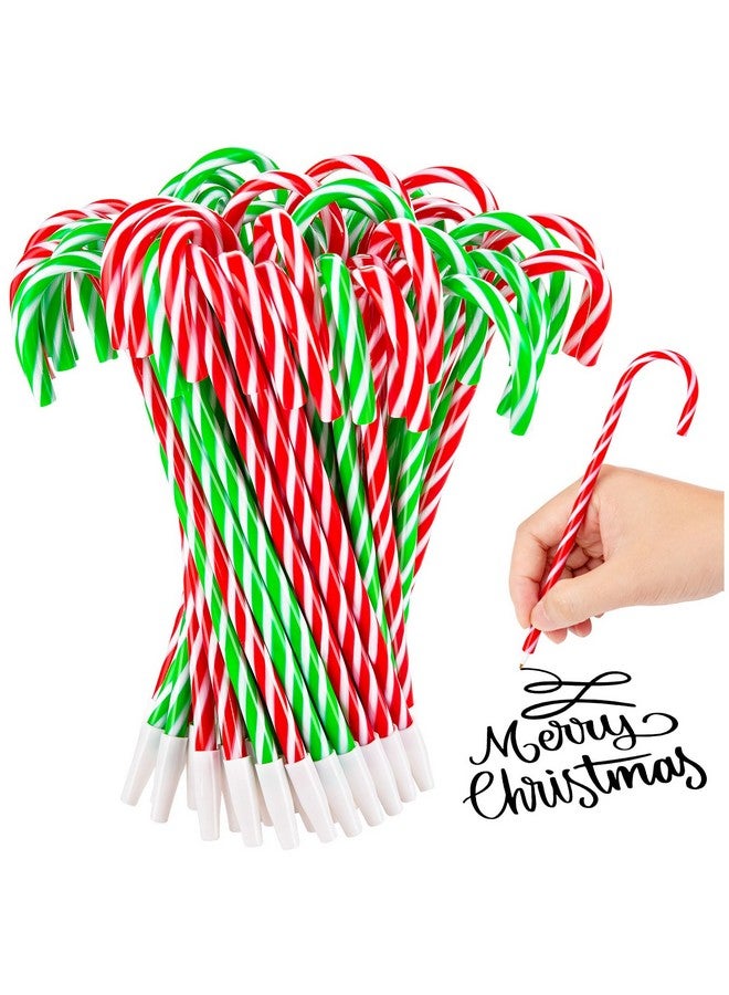 FFNIU 50pcs Christmas Candy Cane Pen, Snowman Umbrella Cane Ballpoint Pen Christmas Pens with Black Ink for Xmas Holiday Stationery Supplies Party Present, Green, Red - Image 1