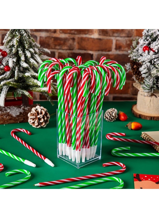 FFNIU 50pcs Christmas Candy Cane Pen, Snowman Umbrella Cane Ballpoint Pen Christmas Pens with Black Ink for Xmas Holiday Stationery Supplies Party Present, Green, Red - Image 2