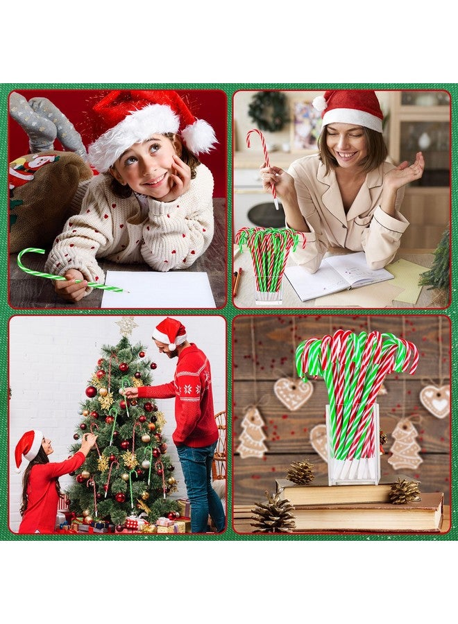 FFNIU 50pcs Christmas Candy Cane Pen, Snowman Umbrella Cane Ballpoint Pen Christmas Pens with Black Ink for Xmas Holiday Stationery Supplies Party Present, Green, Red - Image 5