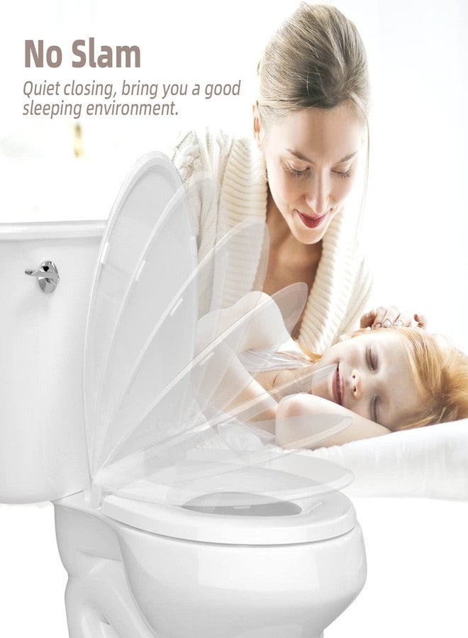 CcBello Elongated Toilet Seat, Slow Close Quick-Release Hinges, Heavy Duty Soft Close, Oval(Oblong) Toilet Seat For Elongated Toilets, Quiet-Close Lid And Seat, Easy To Install And Clean, Never Loosen, White - Image 4