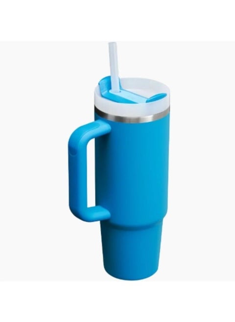 Thermal Mug, Stainless Steel Insulated Bottle With Bpa-Free Straw & Handle, Keeps Drinks Hot For 12+ Hours Or Cold For 24+ Hours, For Coffe,Tea,Juice,Water 1180 Ml -Baby Blue