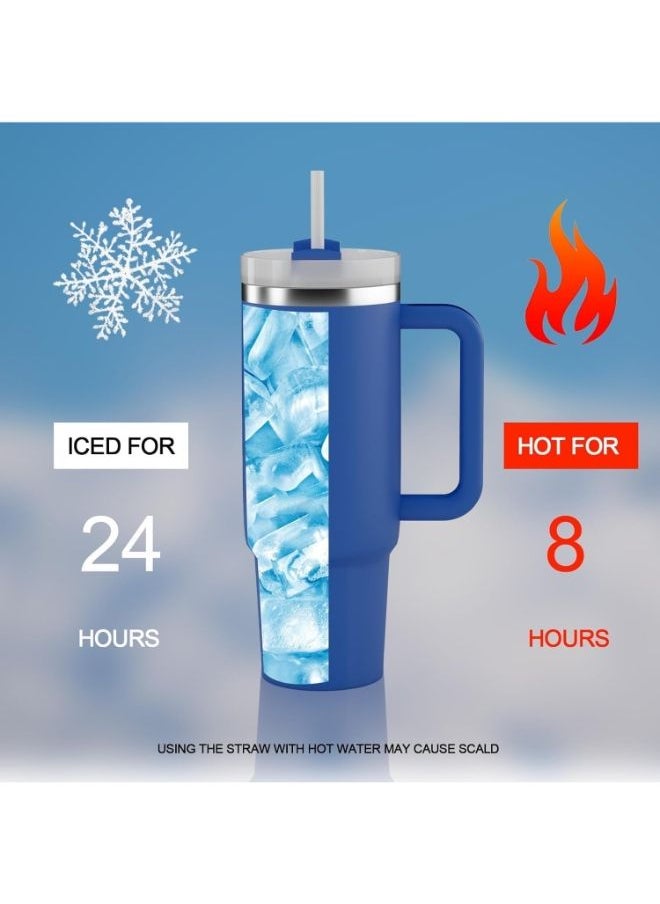Generic - Thermal Mug, Stainless Steel Insulated Bottle With Bpa-Free Straw & Handle, Keeps Drinks Hot For 12+ Hours Or Cold For 24+ Hours, For Coffe,Tea,Juice,Water 1180 Ml -Baby Blue - Image 1