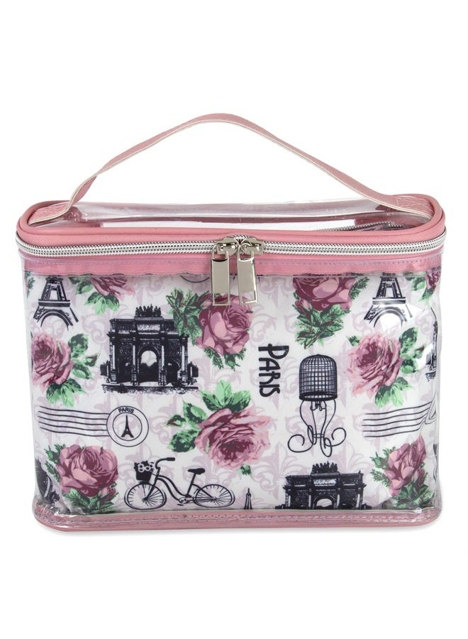 Emma & Chloe 3 Piece Toiletry Bag Set, Waterproof Home or Travel Cosmetic Train Case Makeup Bags for Women with Handle and Zipper (Retour à Paris) - Image 5