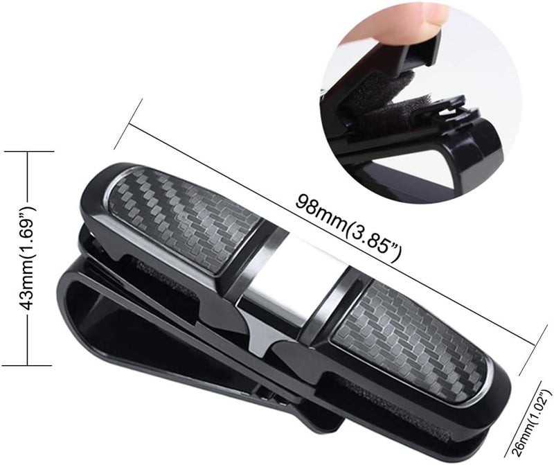 FineGood 2 Pack Glasses Holders for Car Sun Visor, Glasses Holder Clip with Rhinestones Crystal Fashion Biling Sunglass Eyeglass Mount Hanger-Sliver & Balck - Image 4