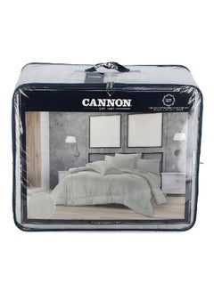 Cannon 4-Piece Premium Quality T215 Cotton Stripe Comforter Set Light Grey King 50 x 35 x 60 cm CN CK4PCS-LGRD  - Image 1