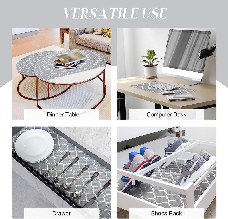 Ash  Roh Ash & Roh Abstract Multipurpose Anti-Slip Plastic Washable Liner For Bathrrom, Kitchen, Fridge Mat And Drawer Mats (Grey Window, 45X500) - Image 5