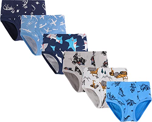 Naivete Cotton Underwear Little Boys Dinosaur Briefs Toddler Shark Undies Children Truck Panties(Pack of 6) 3T - Image 2