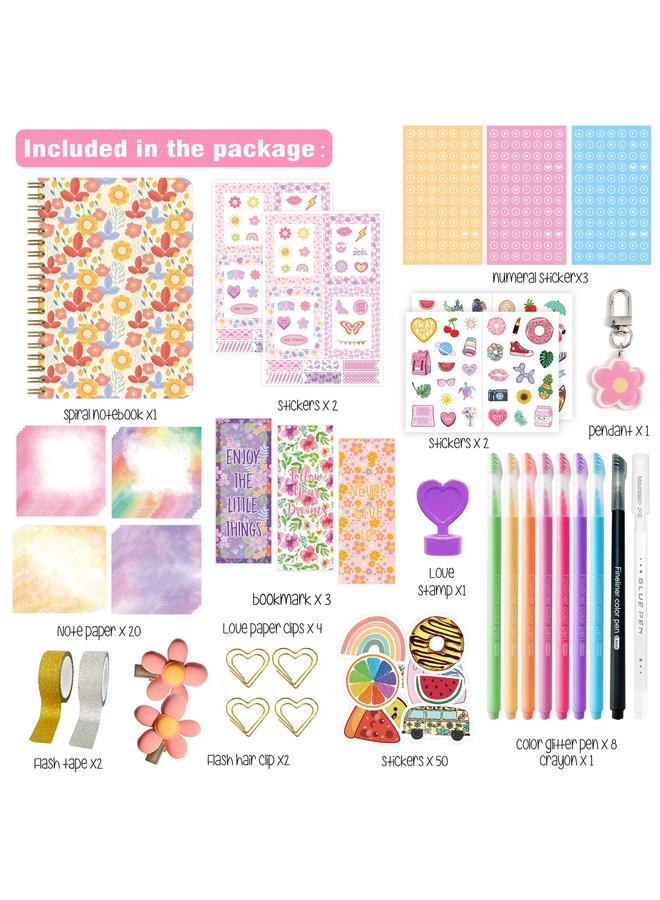 Bluejw Cross Border DIY JOURNAL SET Flower Hand Account Girl Birthday Gift Scrapbook Children's Diary Suit - Image 3