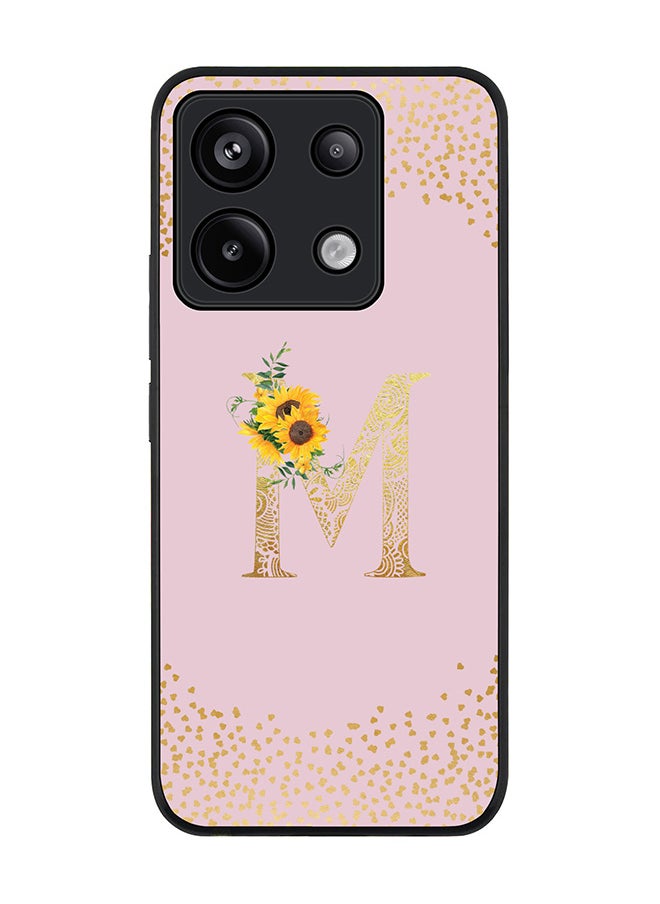 Stylizedd Rugged Black Edge Case for Xiaomi Redmi Note 13 Pro 5G Case Cover- Custom Monogram Initial Letter Mandala Floral Pattern Alphabet - M(Pink)  - Image 1