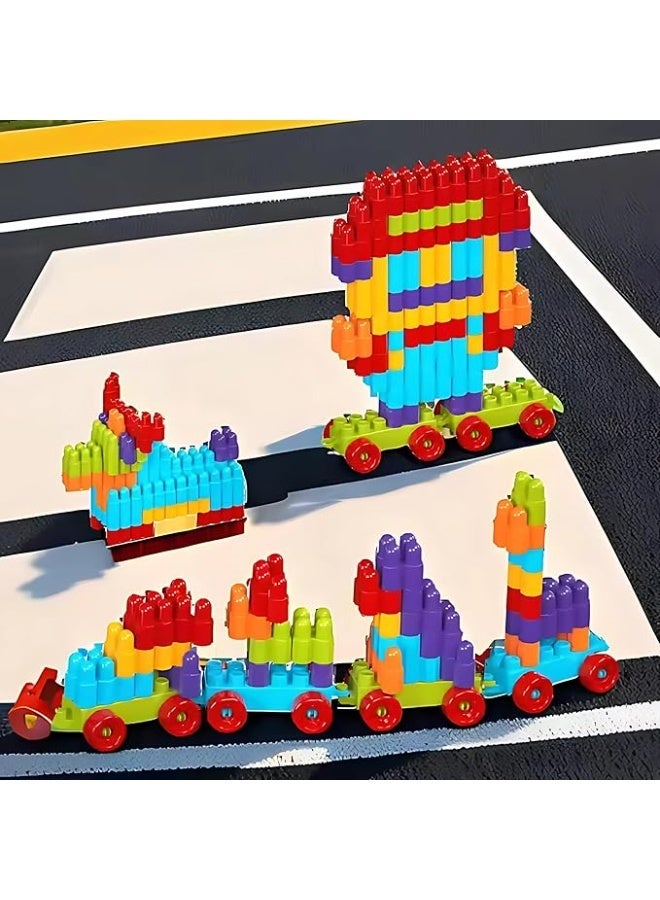 مايفن مجموعة مكعبات تركيب تعليمية للأطفال – طقم بناء ملوّن مع عجلات وعلبة حمل (200 قطعة) - Image 2