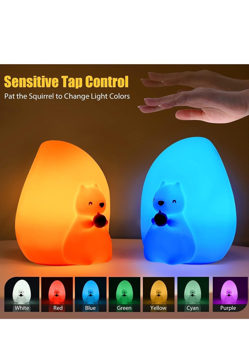 MOXOM Cute Squirrel Night Light for Kids with 7 Color Changing Modes, USB-C Rechargeable LED Night Light with Remote Control, Kids Room Night Light - Image 2