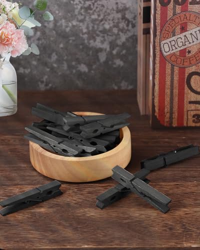 DUIJINYU 100 Pack Black Clothespins 2.9 Inch, Heavy-Duty Wood Rust-Resistant Clothes Pins, Solid Birch Clips for Laundry, Photo Wall Displays, Craft Projects & Classroom Decoration - Image 5