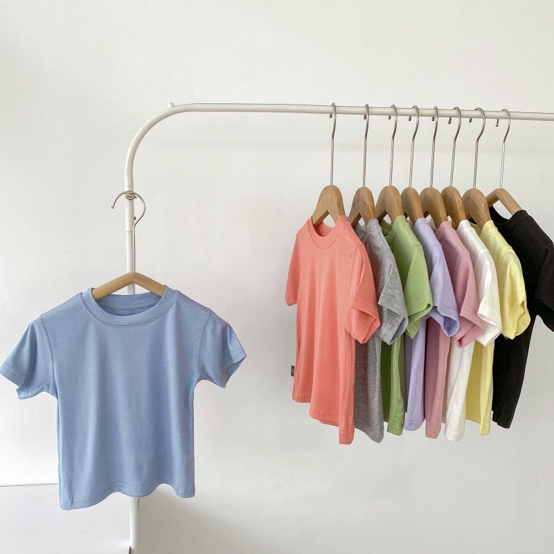 2025 Big Children Summer Boneless Modal T-Shirt Short Sleeve Korean Version Of The New Mask Base Shirt Top Children'S Clothing - Image 1