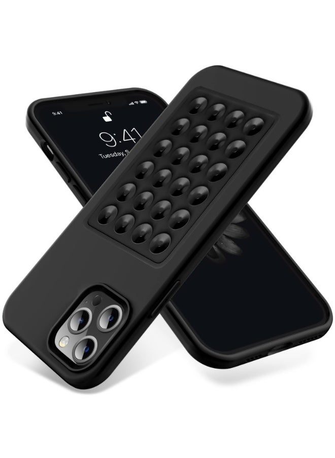 جراب هاتف من السيليكون الناعم مع حامل حماية كاملة ومضاد للصدمات لهاتف iPhone 12 Pro Max (أسود)