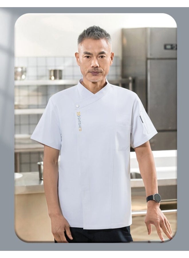 NIBEMINENT Chef Overalls Summer Short-Sleeved Men's and Women's Baking Printing Dining Restaurant Hotel Chef Breathable Mesh Clothes  - Image 1