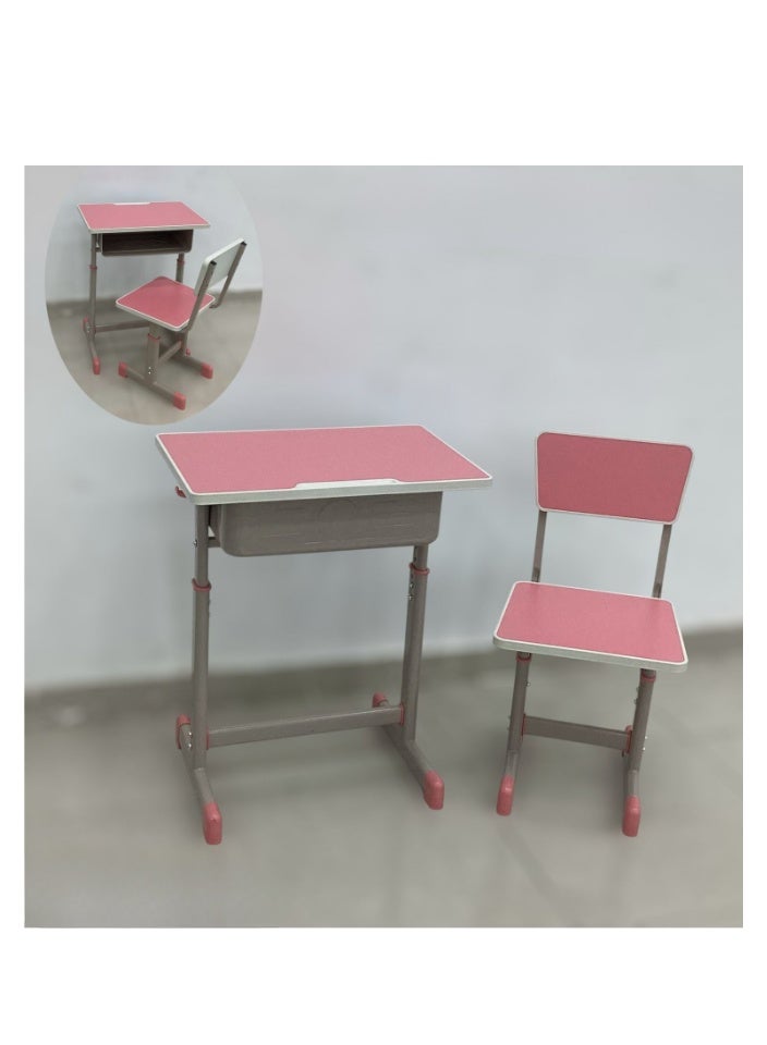 SMART HOME Kids Study Desk Table + Chair Set | Study Table and Chair Set with Fiber Surface and Iron Legs | Table Size 60x40x80cm and Chair Size 30x34x50cm | Adjustable Home Study Set  - Image 3