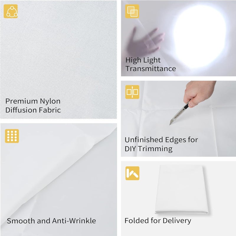 Selens 1 Yard x 67 Inch / 1M x 1.7M Diffusion Fabric, Nylon Silk White Seamless Light Modifier for Photography Lighting, Softbox and Light Tents - Image 3