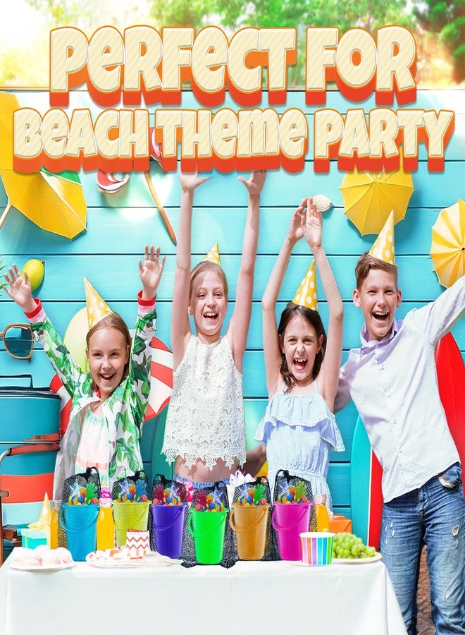 Bedwina Mini 4.5-Inch Beach Buckets for Kids - (12 Pack) Sand Buckets and Shovels w/Rakes & Mesh Bags - Small Beach Pails - Sturdy Unbreakable Plastic - Beach Party Favors & Giveaways for Toddlers Ages 3-6 - Image 5