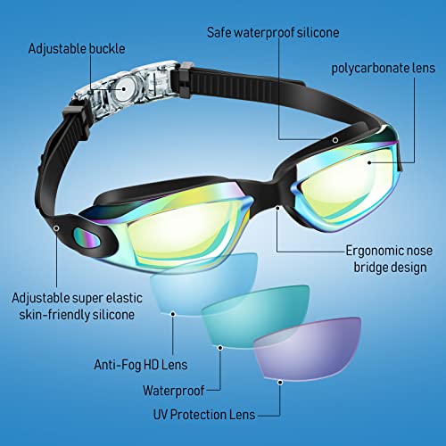 Konohan 10 Pack Swim Goggles Bulk for Kids adult Pool Goggles Anti Fog Silicone No Leak Swimming Glasses for Men Women Youth(Assorted Colors) - Image 2