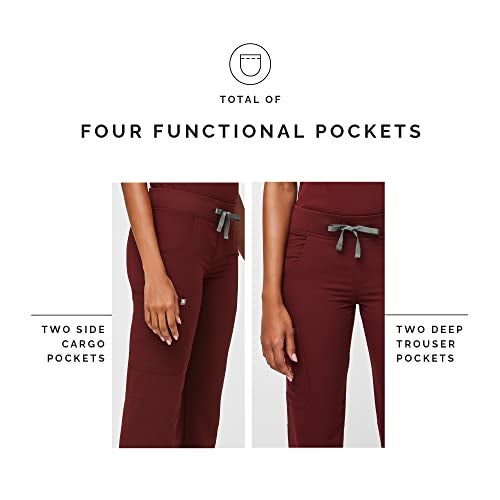 FIGS Kade Cargo Scrub Pants for Women - Burgundy, M-Petite - Image 5