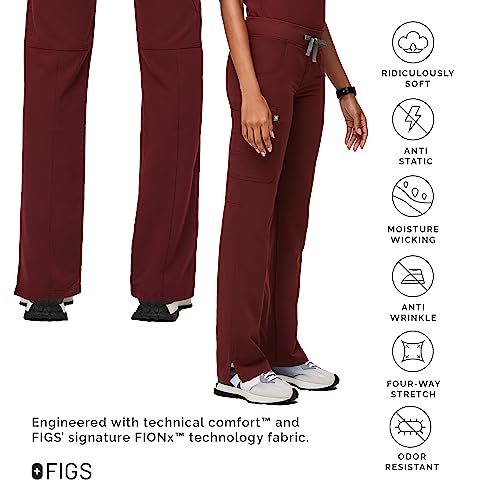 FIGS Kade Cargo Scrub Pants for Women - Burgundy, M-Petite - Image 3