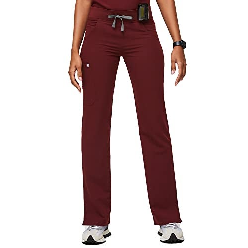 FIGS Kade Cargo Scrub Pants for Women - Burgundy, M-Petite - Image 1