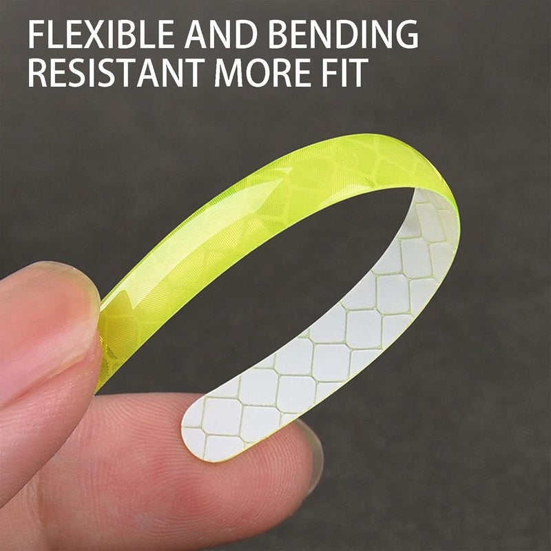 comfrt 20pcs Reflective Wheel Rim Tape Stripe Decal Sticker for Motorcycle Car Bicycle Night Visibility Waterproof Decoration Stripe Universal Anti-Scratch Reflective Rim Stickers (Yellow) - Image 5