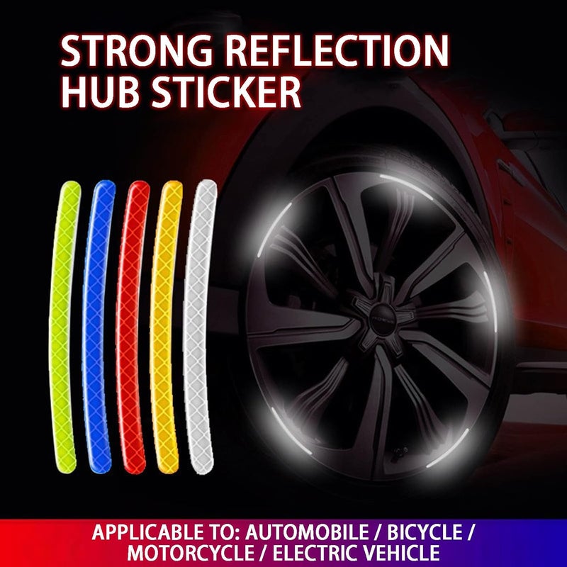 comfrt 20pcs Reflective Wheel Rim Tape Stripe Decal Sticker for Motorcycle Car Bicycle Night Visibility Waterproof Decoration Stripe Universal Anti-Scratch Reflective Rim Stickers (Yellow) - Image 3
