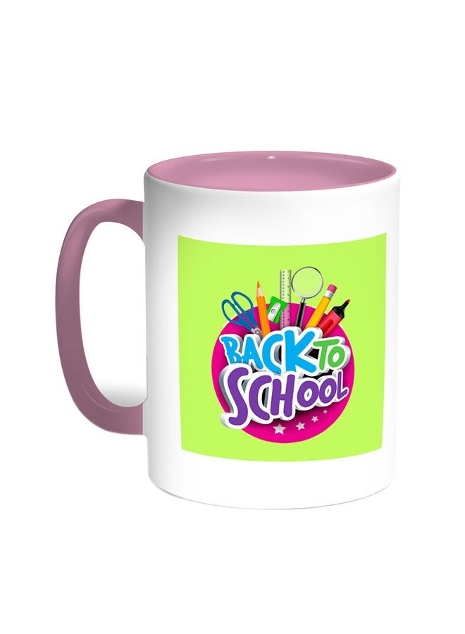 RYN Back To School Printed Coffee Mug Pink/White 11ounce