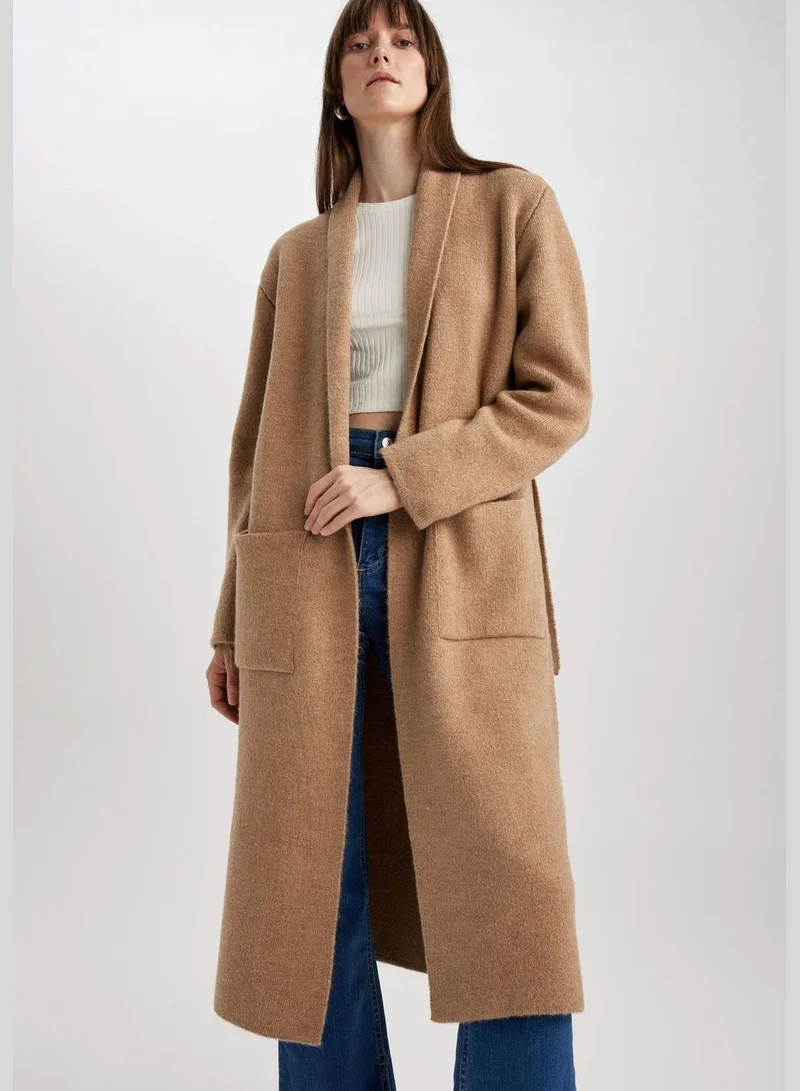 ديفاكتو Woman Relax Fit Shawl Neck Long Sleeve Tricot Cardigan