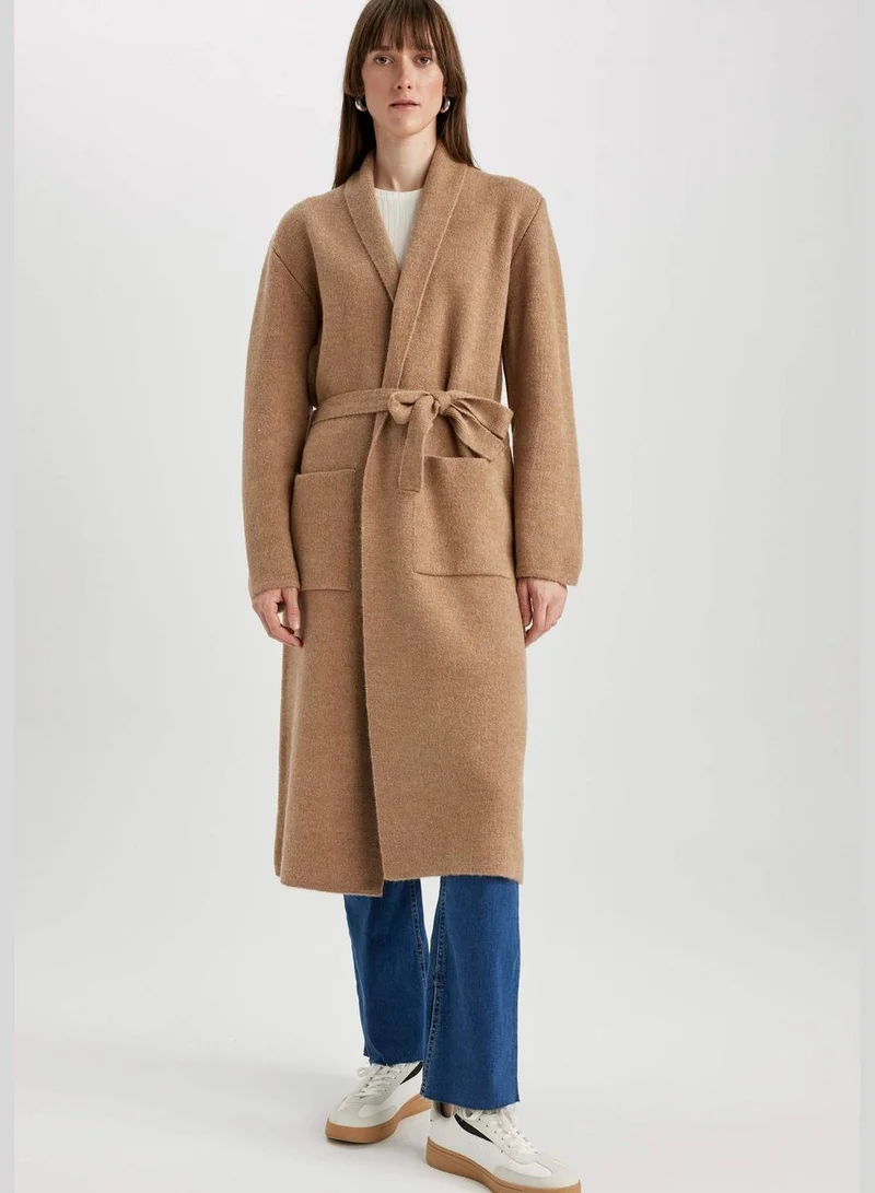 ديفاكتو Woman Relax Fit Shawl Neck Long Sleeve Tricot Cardigan