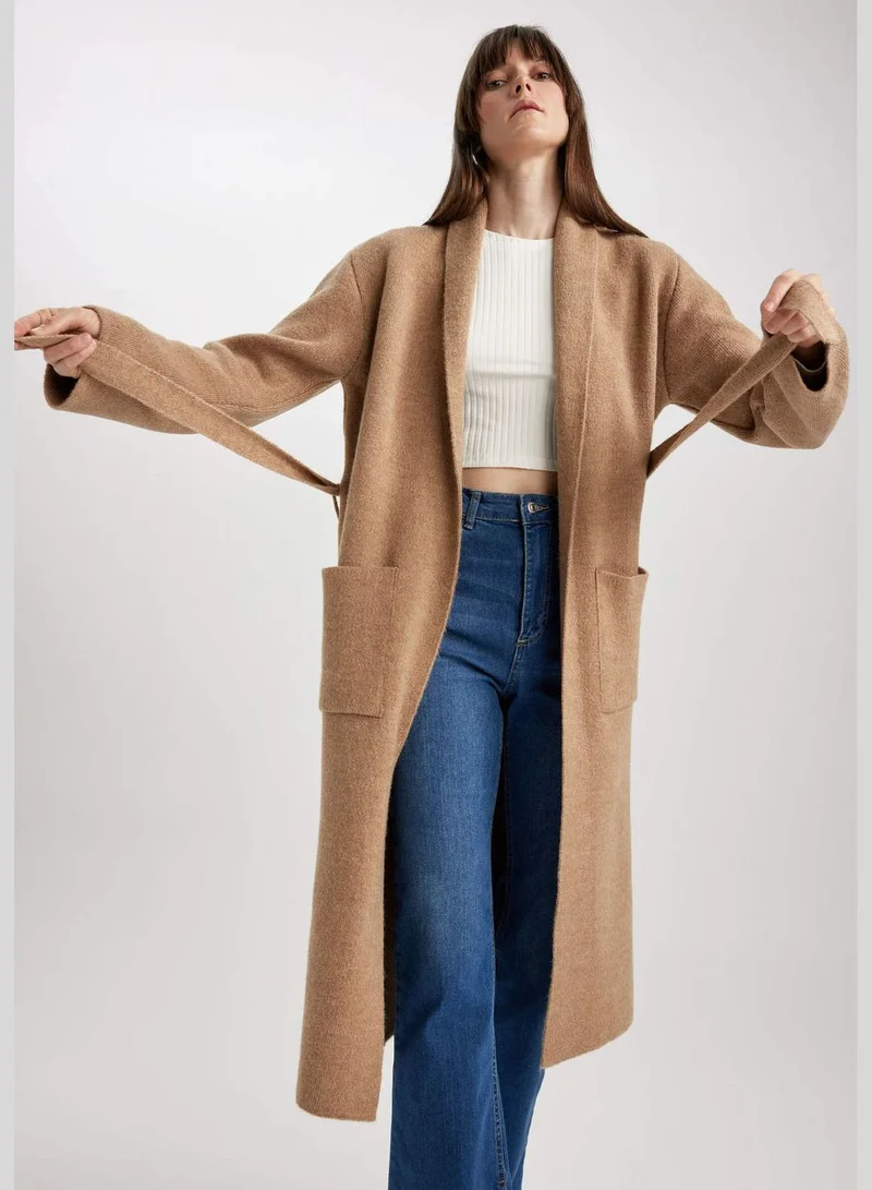 ديفاكتو Woman Relax Fit Shawl Neck Long Sleeve Tricot Cardigan