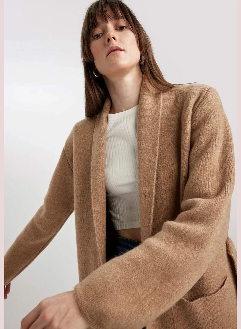 ديفاكتو Woman Relax Fit Shawl Neck Long Sleeve Tricot Cardigan