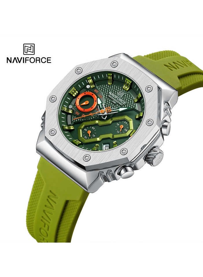 نافيفورس ساعة كرونوغراف رياضية خضراء للرجال بهيكل من الفولاذ المقاوم للصدأ وبمينا متعدد الوظائف مقاوم للماء - Image 1