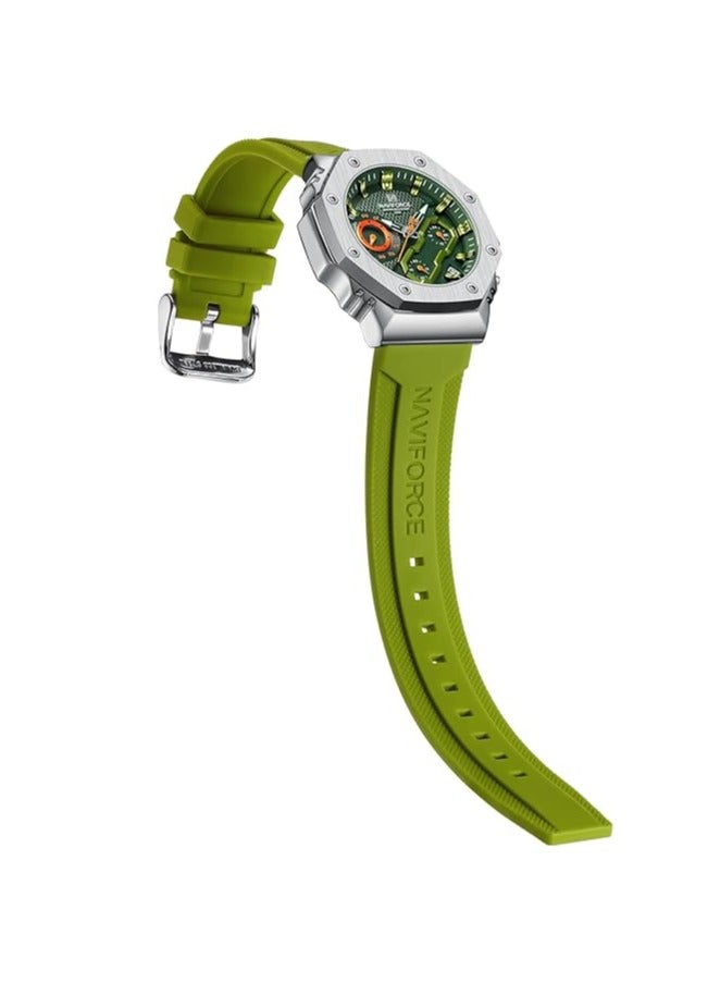 نافيفورس ساعة كرونوغراف رياضية خضراء للرجال بهيكل من الفولاذ المقاوم للصدأ وبمينا متعدد الوظائف مقاوم للماء - Image 3