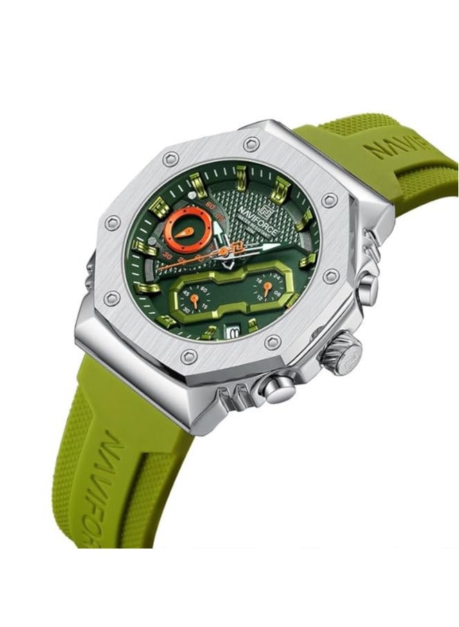 نافيفورس ساعة كرونوغراف رياضية خضراء للرجال بهيكل من الفولاذ المقاوم للصدأ وبمينا متعدد الوظائف مقاوم للماء - Image 5