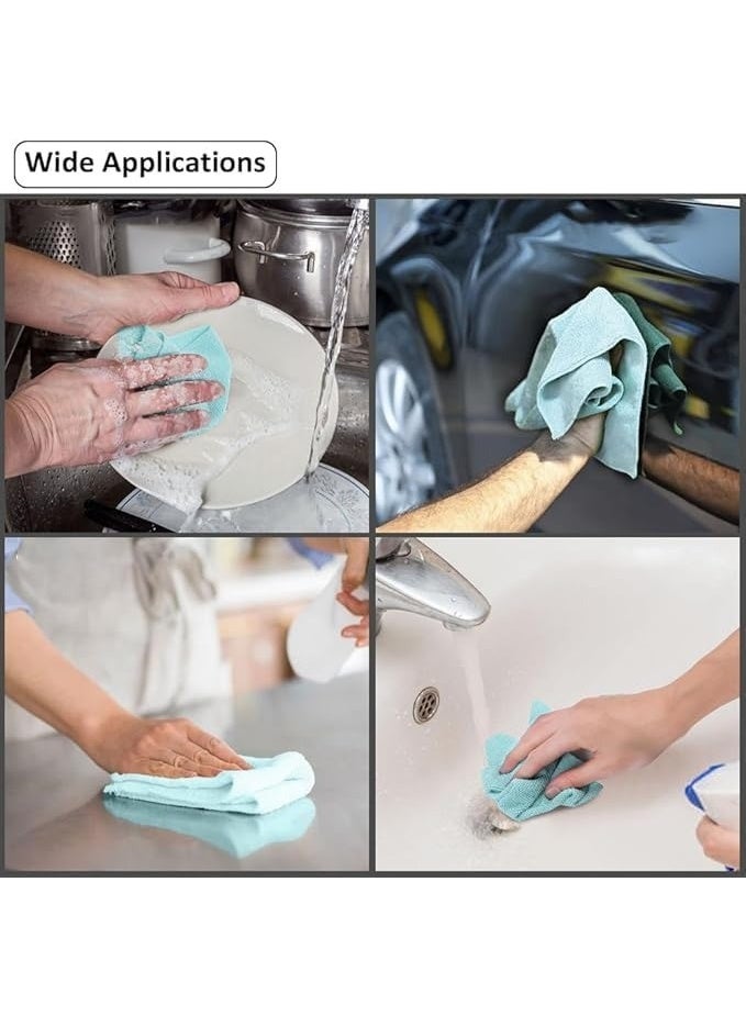 20pcs Microfiber Cleaning Cloth Removable Rag Reusable Cloth Tea Towel Hand Towel Washcloths Strong Absorbent Decontamination for Home Kitchen Cleaning( Mint Green ) - Image 5