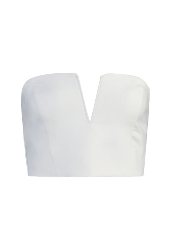 trendyol - Ecru Crop Lined Woven Bustier TPRSS22BS0065 - Image 1