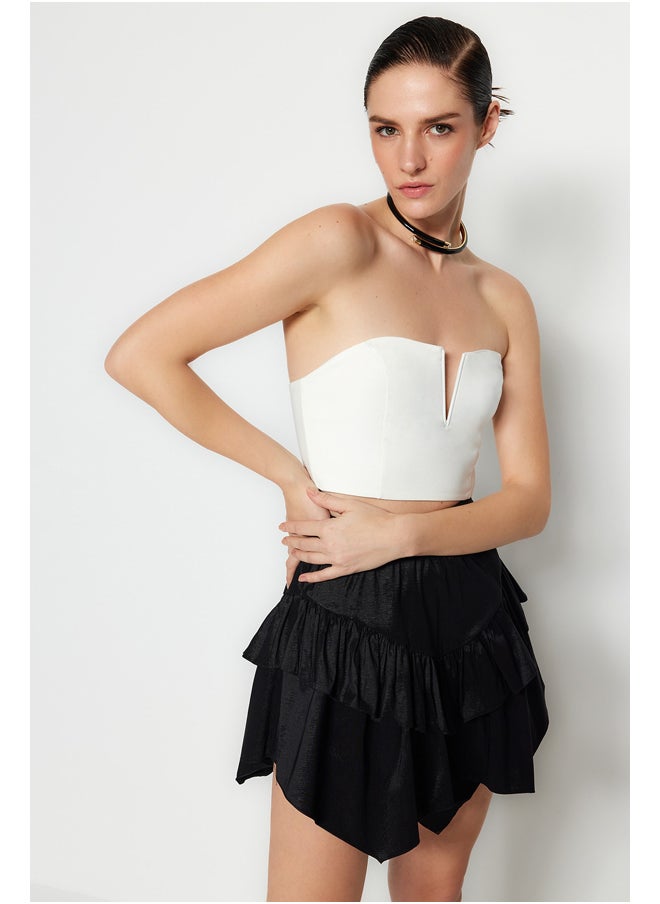 trendyol - Ecru Crop Lined Woven Bustier TPRSS22BS0065 - Image 1