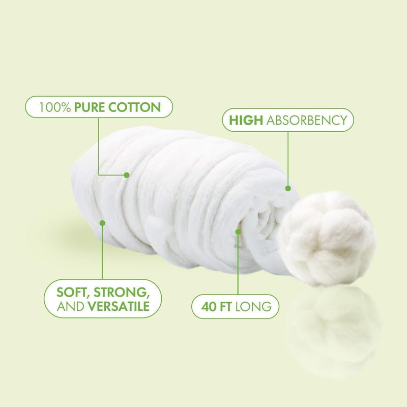 Intrinsics Portable 100% Cotton Coil â€“ 40ft Non-Reinforced, Organic Spun Cotton Roll, Esthetician Supplies for Perms, Skincare, Nails, and Salon Use - Image 2