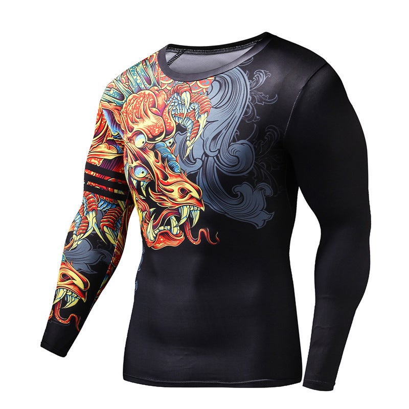 Generic Tights Mens Fitness clothes wear-resistant fight training clothes long-sleeved T-shirt sweat-absorbent quick-drying high elastic sportswear GCJ-02