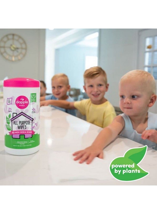 dapple All Purpose Wipes by Dapple Baby, Hypoallergenic Cleaning Wipes Powered by Plants, Hint of Lavender, 75 Count Canister (Pack of 2) + 30 Count (Pack of 2) - Image 1