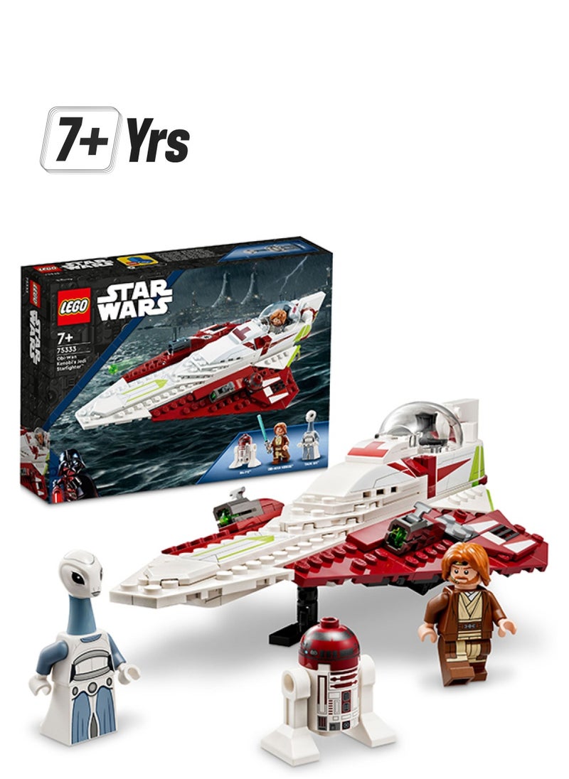 LEGO Star Wars Obi-Wan Kenobi’s Jedi Starfighter, Buildable Toy for 7 Plus Year Old Boys & Girls, with Taun We Minifigure, Droid Figure and Lightsaber, Attack of the Clones Set, Gift Idea 75333 (282 pieces)  - Image 1